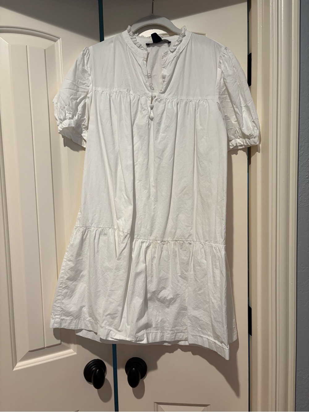 French Connection White Ruffle Collar Cotton dress